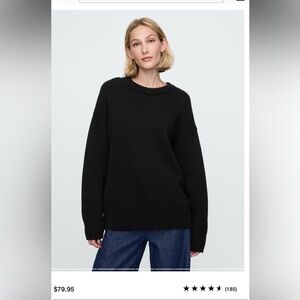 Gap | Oversized Boyfriend Sweater | 100% Cotton | Black | Regular Medium